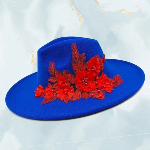 Chapeau Fleurie Bleu Roi