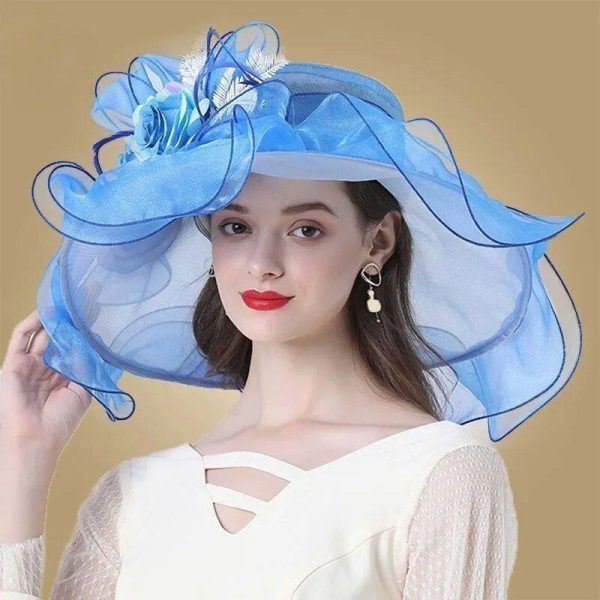 Chapeau Fleurie Extravagant bleu Lagon