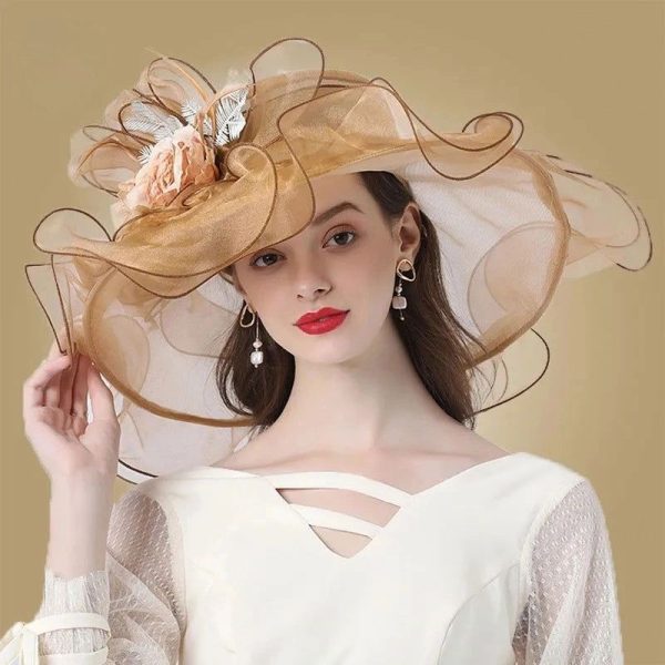 Chapeau Fleurie Extravagant Brun