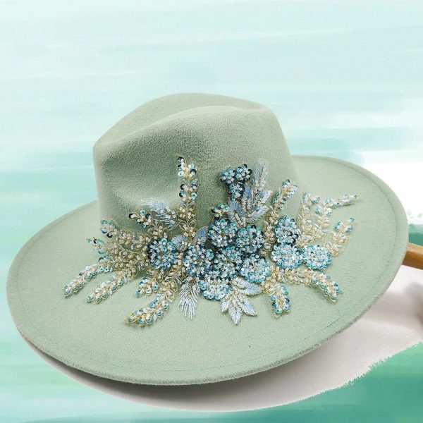 Chapeau Fleurie Vert Clair
