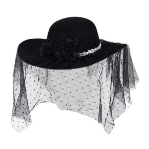 Chapeau Fleurie Voile Noir