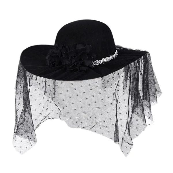 Chapeau Fleurie Voile Noir