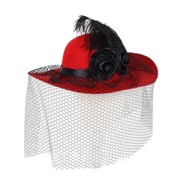 Chapeau Fleurie Voile Rouge