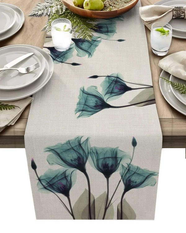 Chemin De Table Fleur Tulipe Bleu