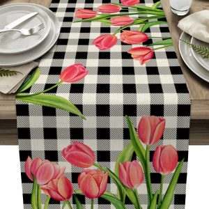 Chemin De Table Fleur Tulipe Carreaux