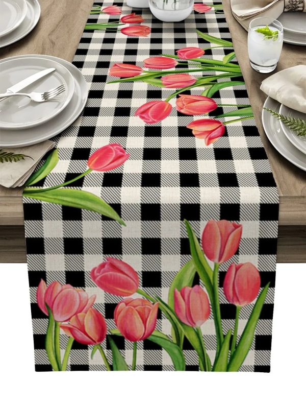Chemin De Table Fleur Tulipe Carreaux