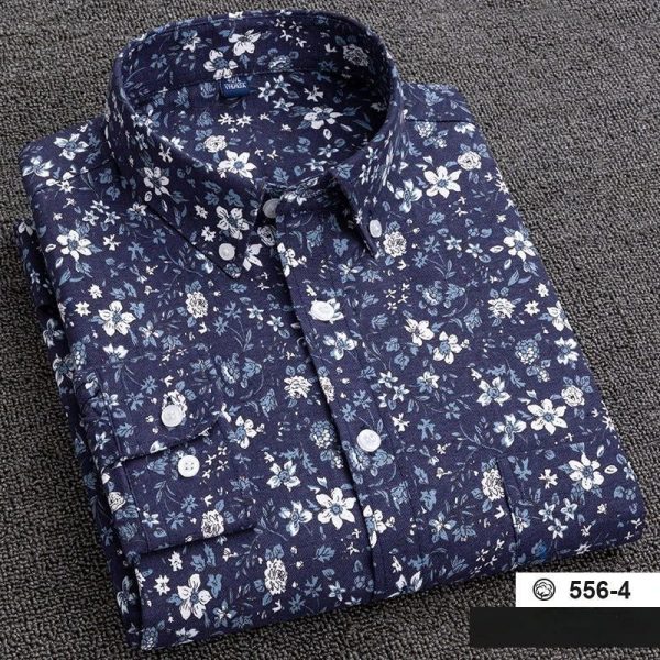 Chemise A Fleur Homme Coton Bleu Marine