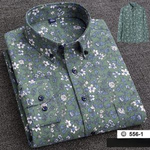 Chemise A Fleur Homme Coton Vert