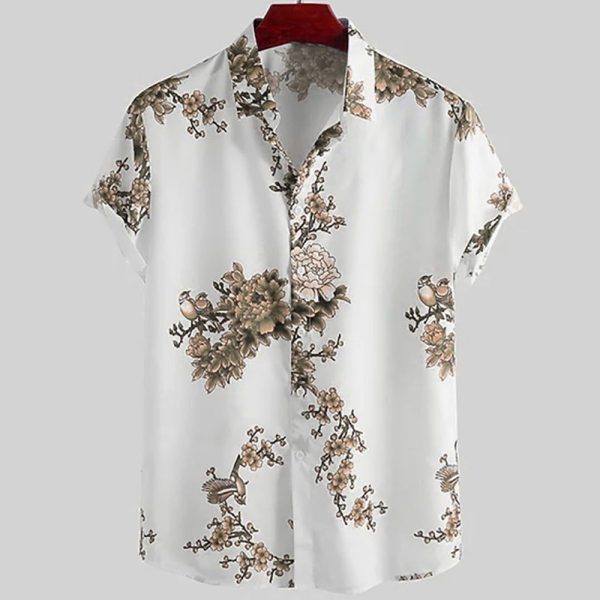 Chemise A Fleur Homme Design Simple Oiseau