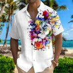Chemise A Fleur Homme Elégante Retro Lion