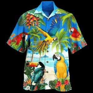 Chemise A Fleur Homme Hawaïenne Oiseaux