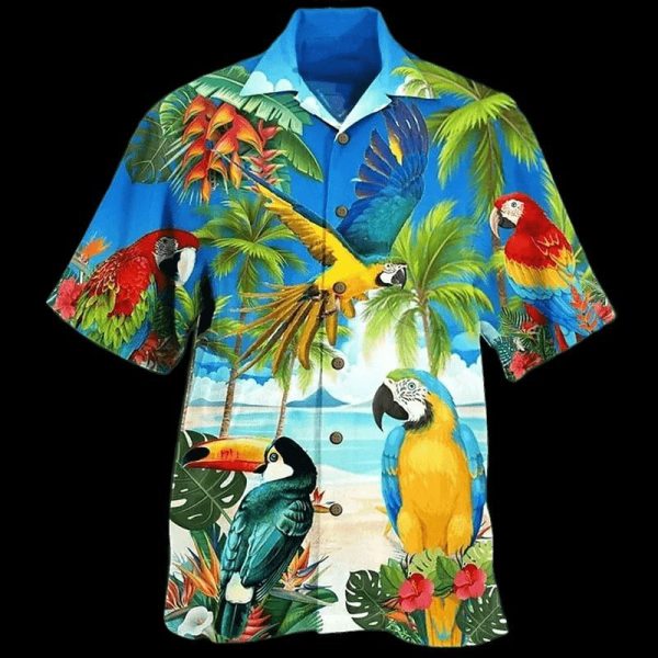 Chemise A Fleur Homme Hawaïenne Oiseaux