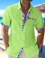 Chemise A Fleur Homme Lin Vert