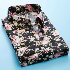 Chemise A Fleur Homme Longue Noir Coloré