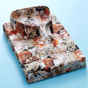 Chemise A Fleur Homme Longue Orange