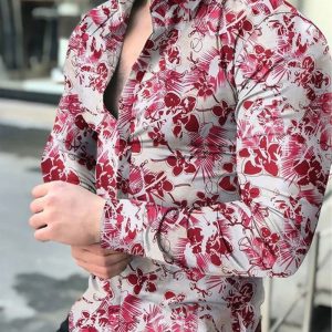 Chemise A Fleur Homme Longue Rose