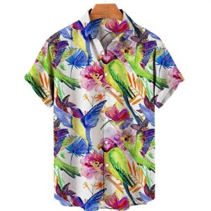 Chemise a Fleur Homme Oiseaux Tropicaux