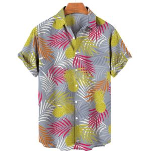 Chemise A Fleur Homme Oversize Fruit Ananas Palmier