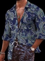 Chemise A Fleur Homme Vintage Bleu