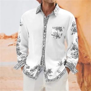Chemise A Fleur Homme Vintage Brun