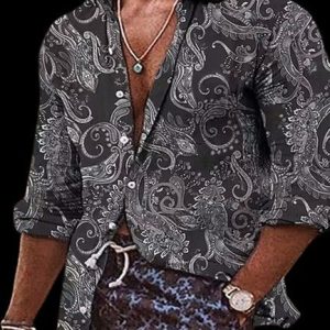 Chemise A Fleur Homme Vintage Noire