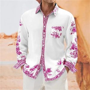 Chemise A Fleur Homme Vintage Rose