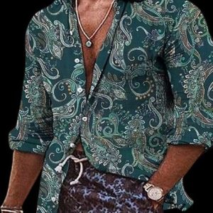 Chemise A Fleur Homme Vintage Vert