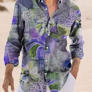 Chemise A Fleur Homme Vintage Violet