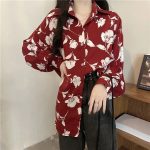 chemise à fleurs rouges pour dames
