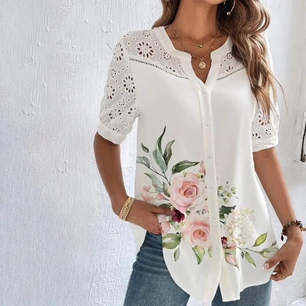 chemise d'été femme à motifs floraux