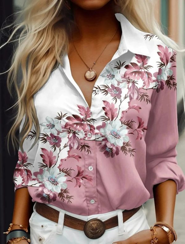 Chemise Fleurie Rose Femme
