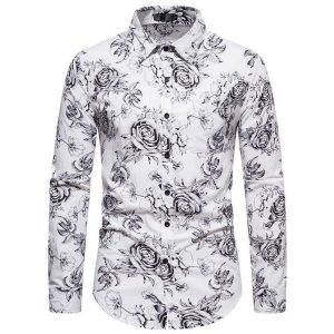 Chemise Homme Fleurie Blanc