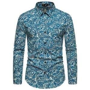 Chemise Homme Fleurie Bleu