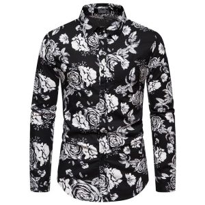 Chemise Homme Fleurie Noir