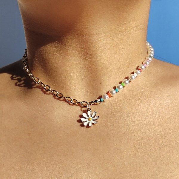 Collier Fleur Perle Fleurie