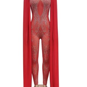 Combinaison Fleurie Chic Rouge