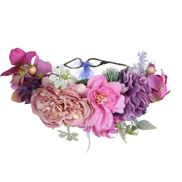 Couronne De Fleurs Coloré Violet-Rose