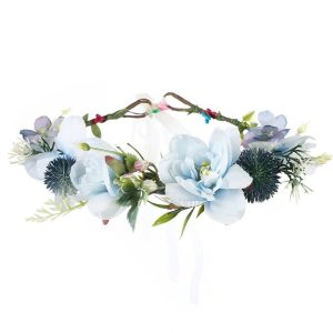 Couronne De Fleurs Design Bleu Clair