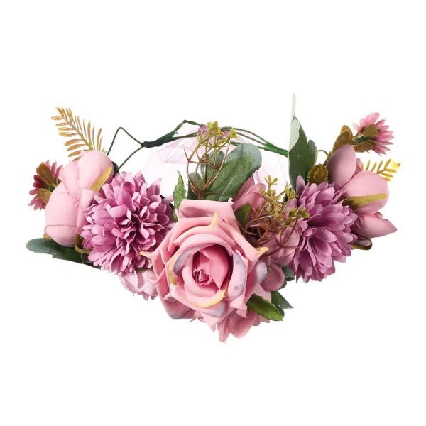 Couronne De Fleurs Design Rouge-Rose