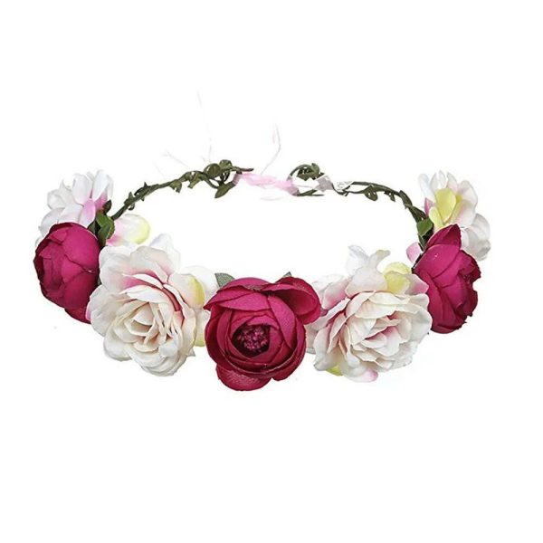 Couronne De Fleurs Rouge-Rose Mariage