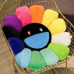 Coussin Fleur Multicolore Noir