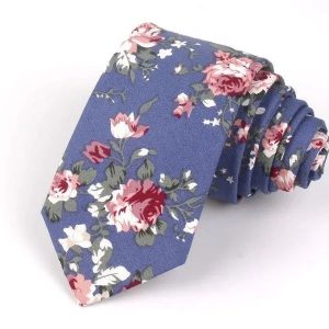 Cravate A Fleurs Bleu Motif