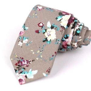 Cravate A Fleurs Gris