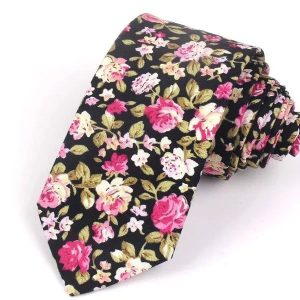 Cravate A Fleurs Motif Noir
