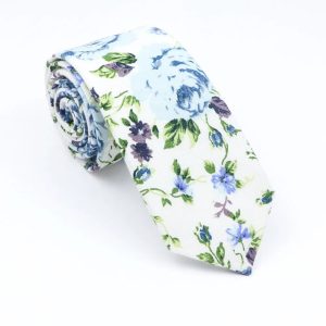 Cravate Fleurie Blanc Nature