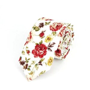 Cravate Fleurie Blanche Vintage
