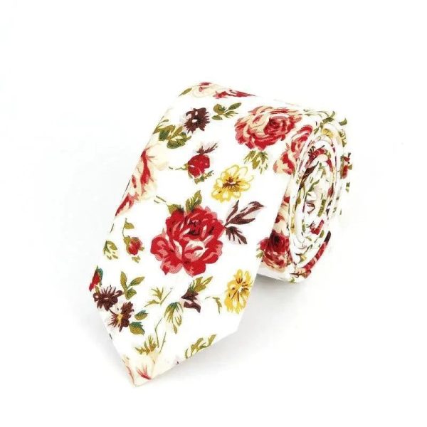 Cravate Fleurie Blanche Vintage