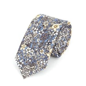 Cravate Fleurie Bleu Retro