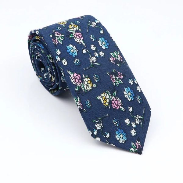 Cravate Fleurie Couleur Océan