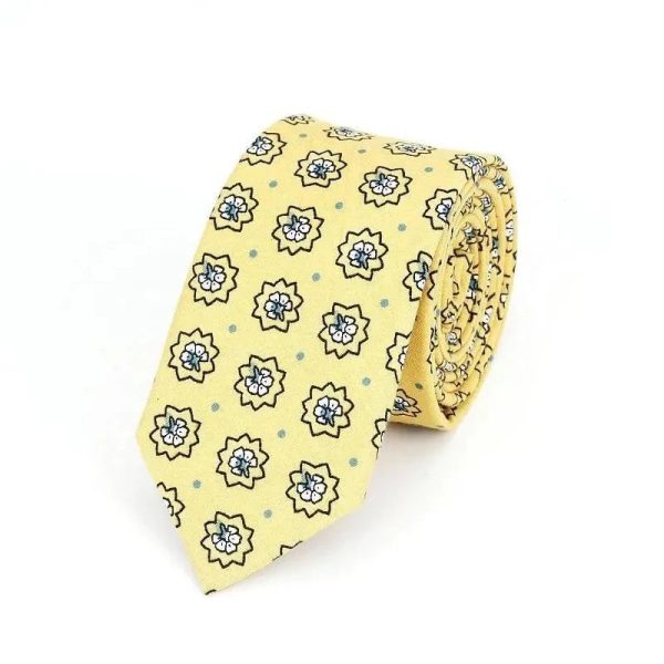 Cravate Fleurie Jaune Design